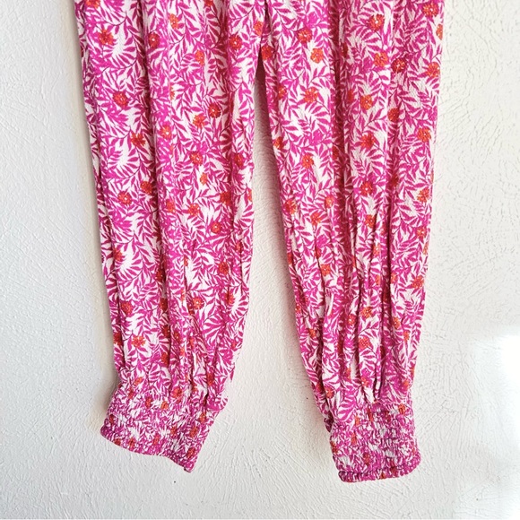 Anthropologie Boho Abstract Pink Floral Jogger Lounge pants Size m - Picture 10 of 12